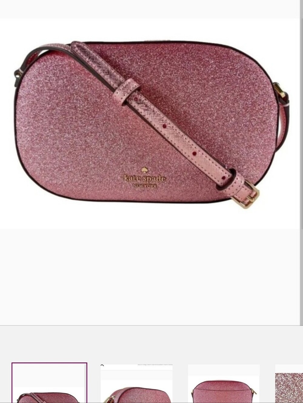 kate spade NWT Glimmer Mixed Mate Glimmer Mitten Pink Glitter Oval Crossbody Bag